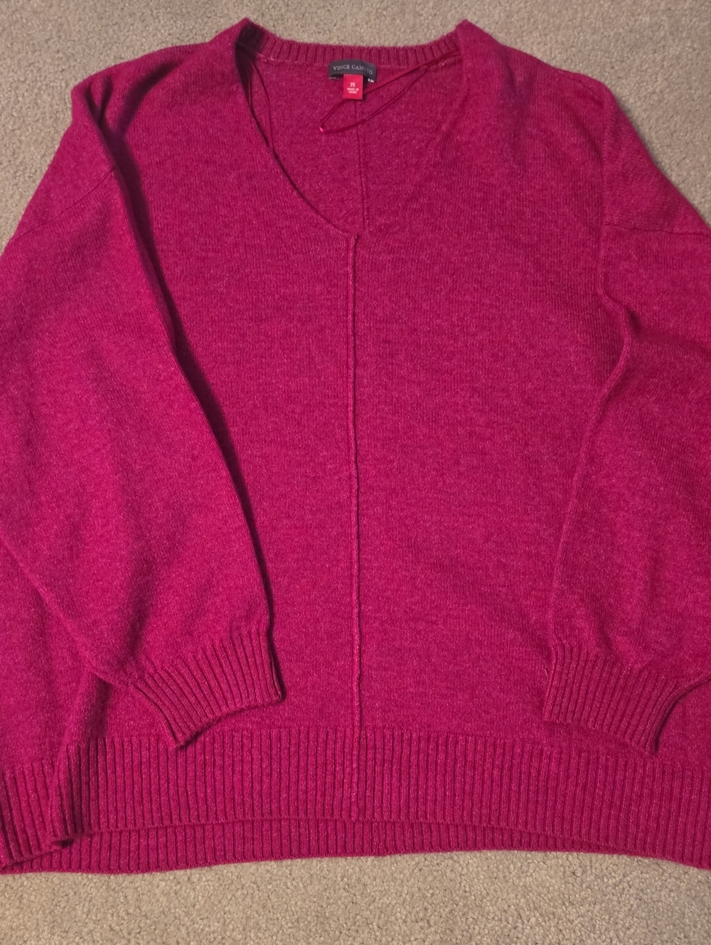 Vince Camuto Magenta-Pink V-Neck Sweater